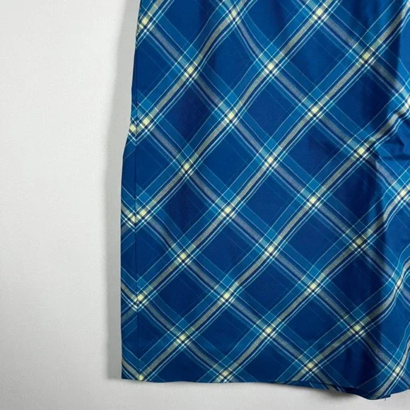 Vintage Talbots Petites Skirt Women 10 Blue Green Plaid 100% Cotton A-Line Mini - Picture 2 of 6